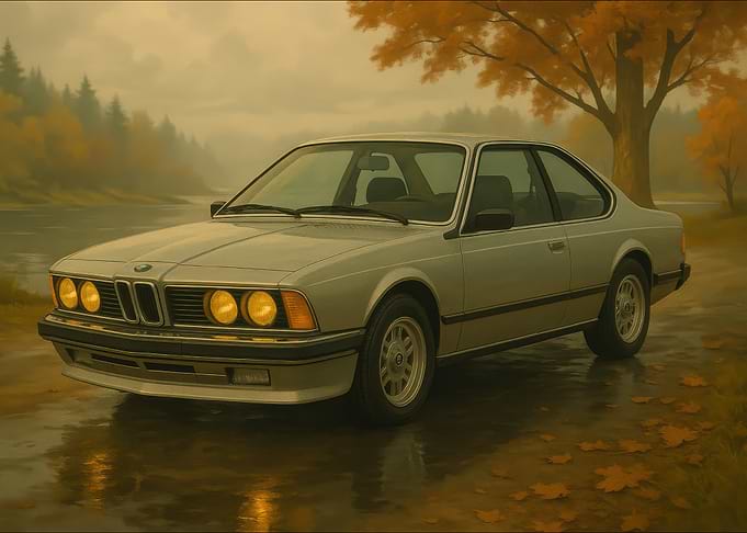 Classic BMW in Autumn Landscape
