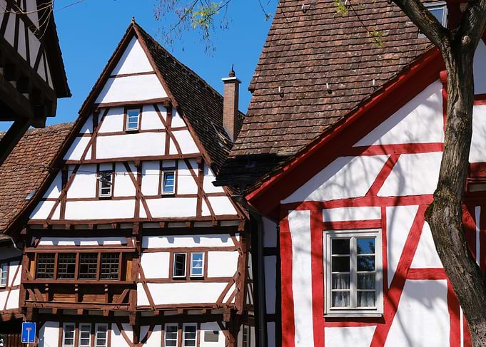 Colorful Half-Timbered Houses in Sindelfingen Germany