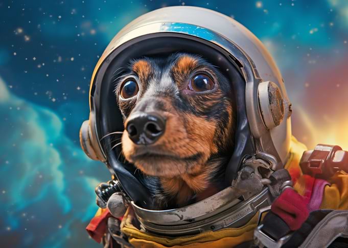 Dog Astronaut in Space Suit