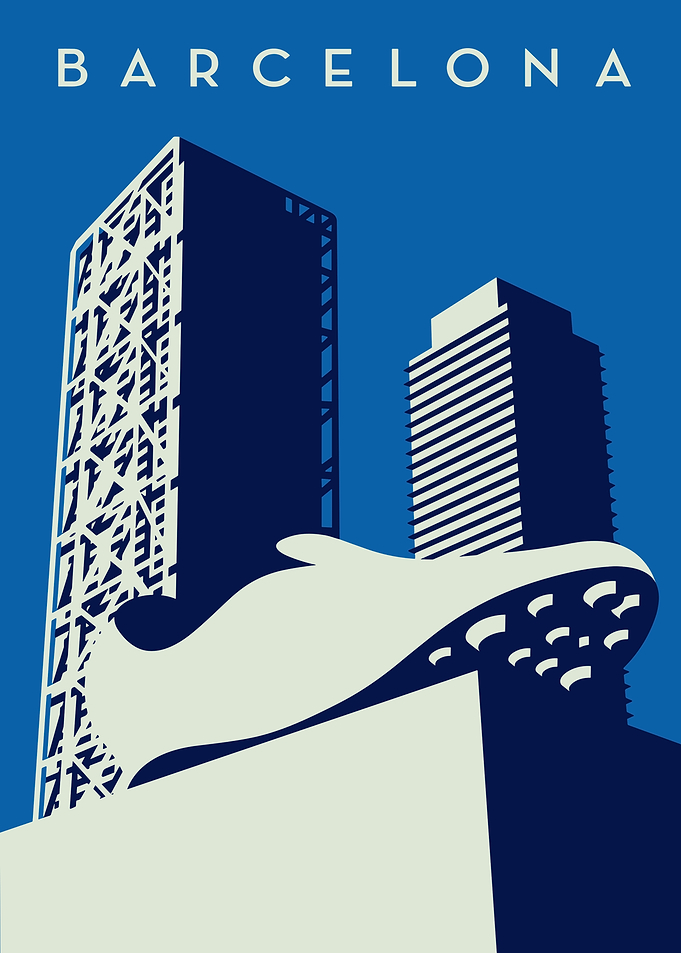 Barcelona Cityscape with Soccer Shoe