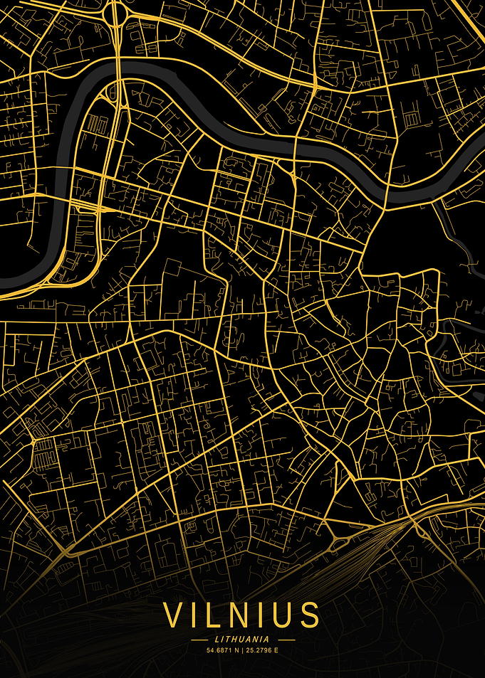 Golden Vilnius City Map