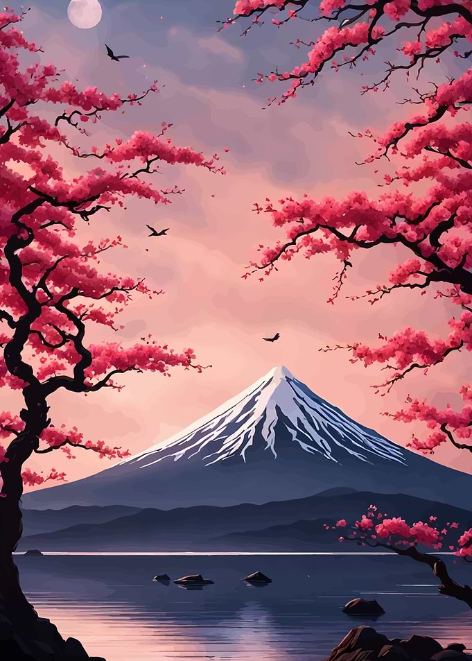 Mount Fuji Cherry Blossom Landscape