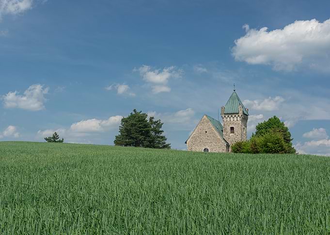 Romanesque Church of Vitochov from Czech Republic on a Hill
