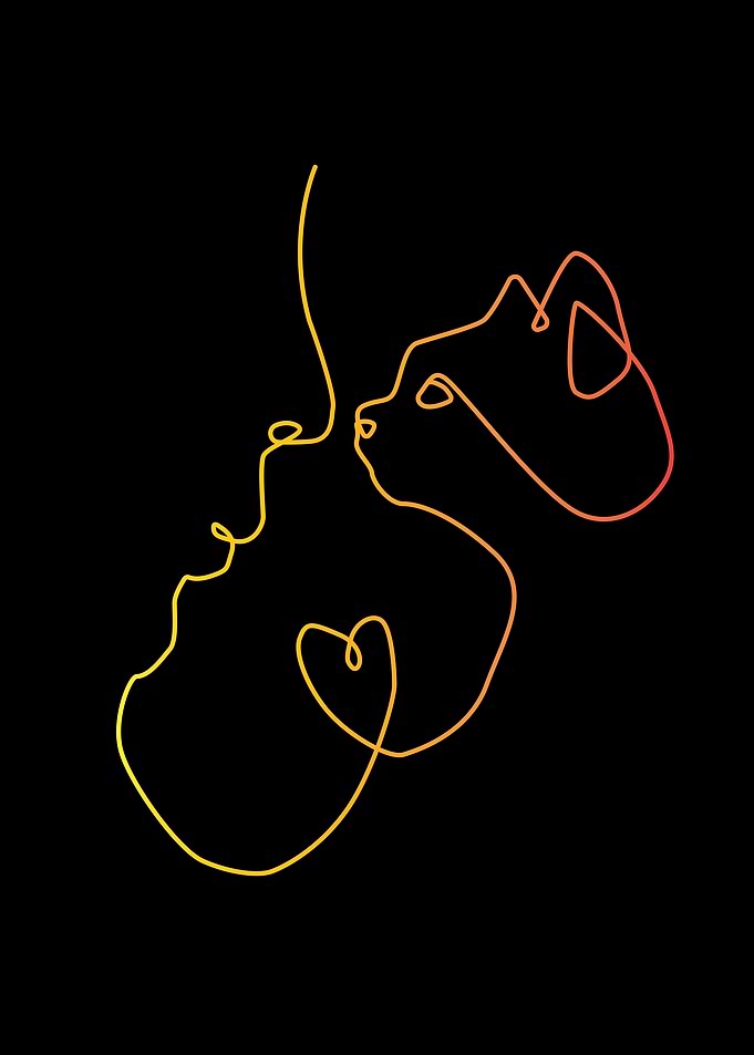 Minimalist Line Art: Human and Cat One Line Art