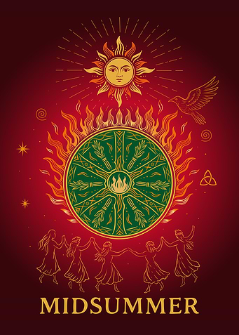 Midsummer Solstice - Pagan Sun Wheel Art