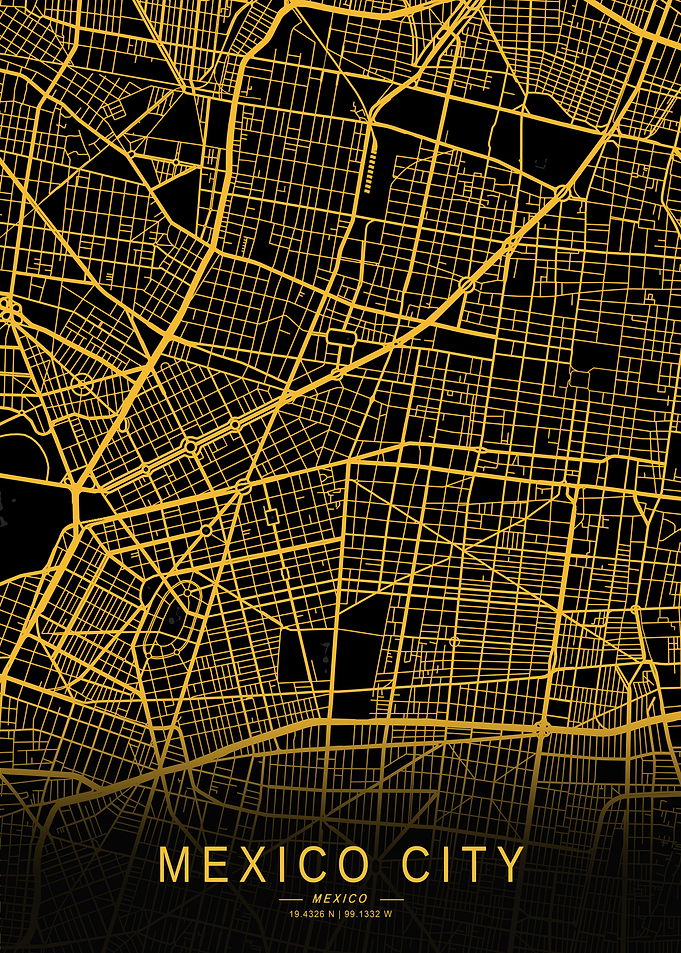 Golden Mexico City Map