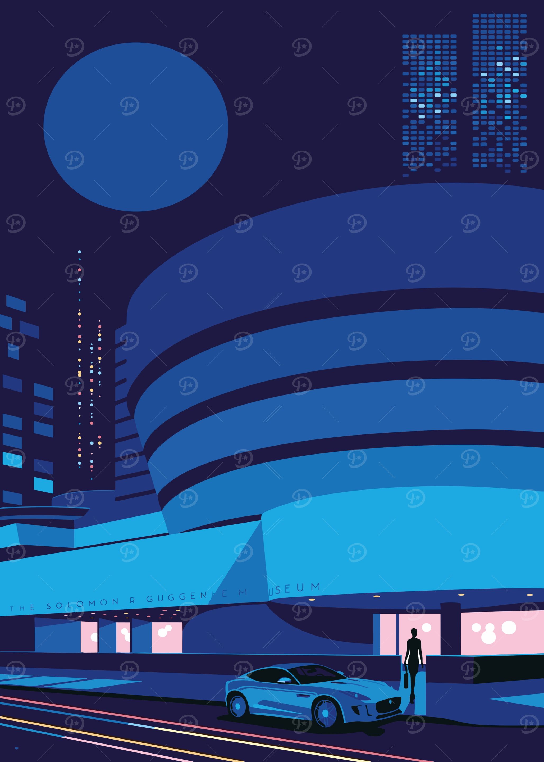 Guggenheim Museum Night Art Deco