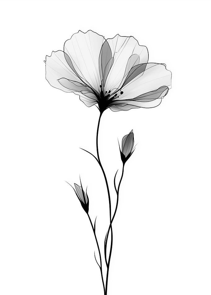 Elegant Black and White Flower Illustration