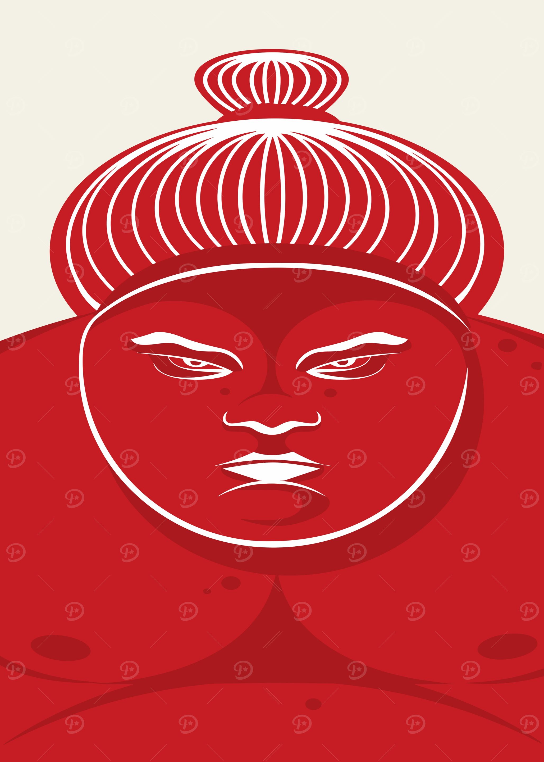 Red Sumo Wrestler Illustration