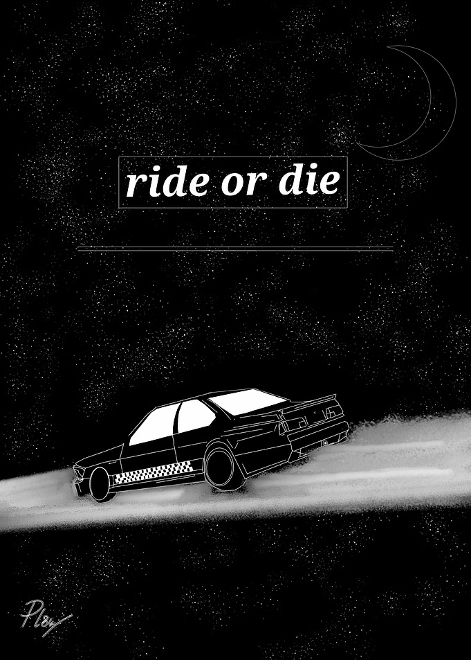 Ride or Die Car Illustration