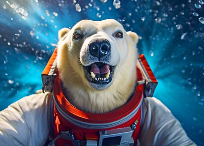 Polar Bear Astronaut in Space