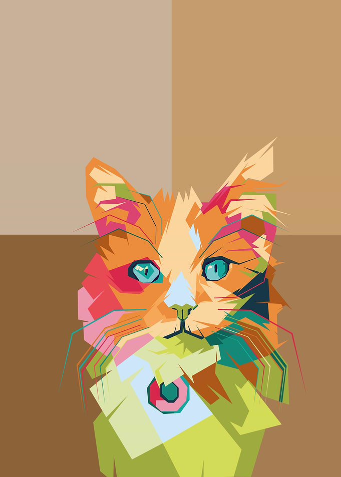 Colorful Geometric Cat Portrait
