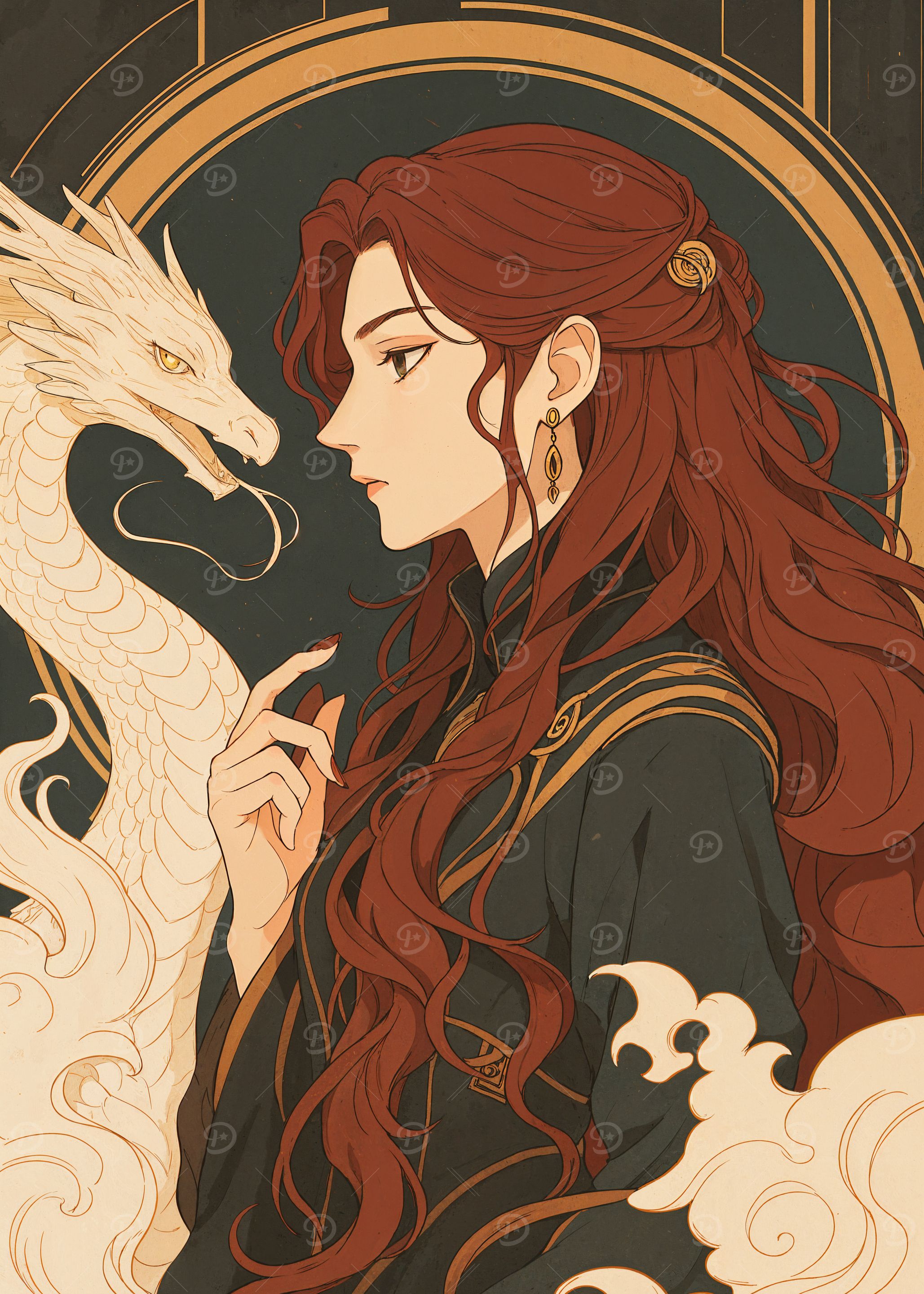 Woman and Dragon Digital Art