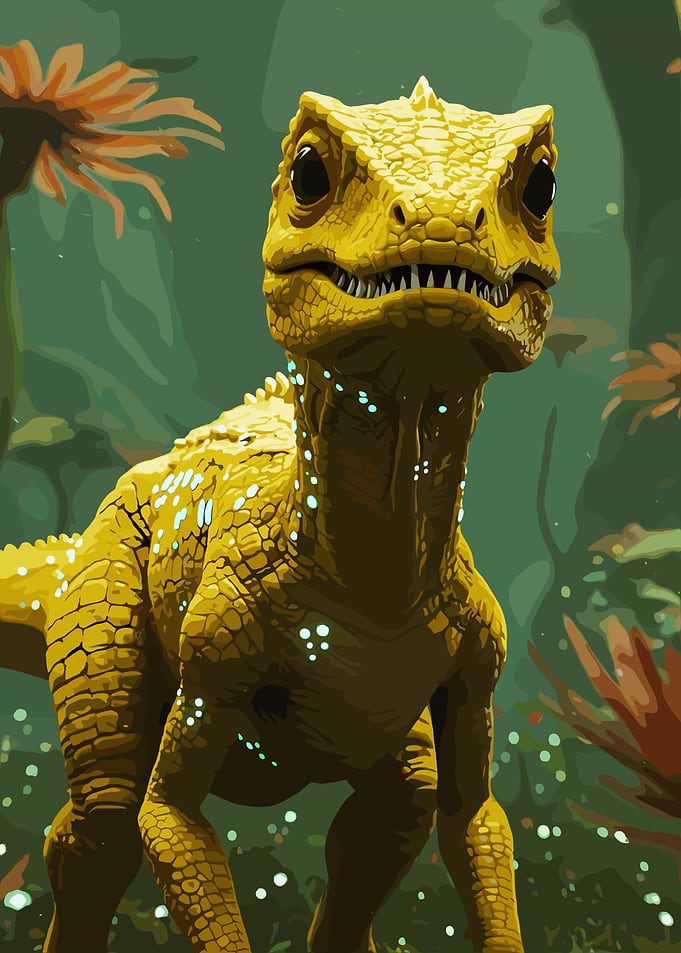 Yellow Dinosaur in a Lush Environment
