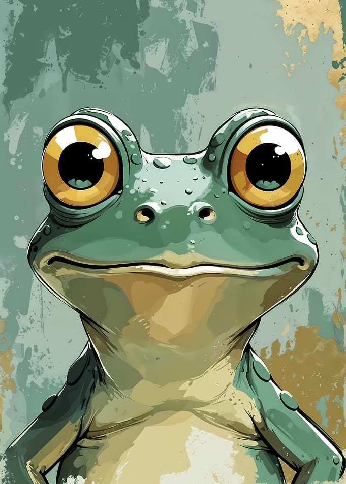 Cartoon Frog with Big Eyes