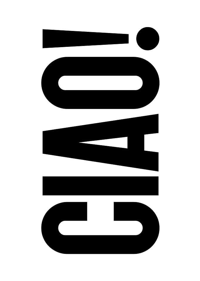 Ciao! Black and White Text Art