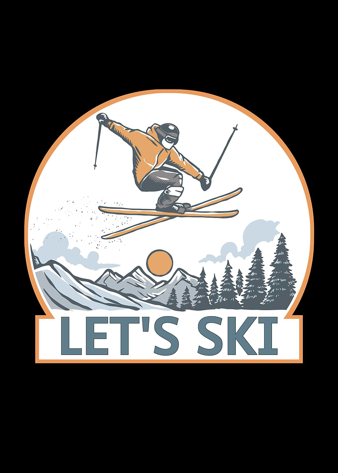Let's Ski Winter Sports Illustration