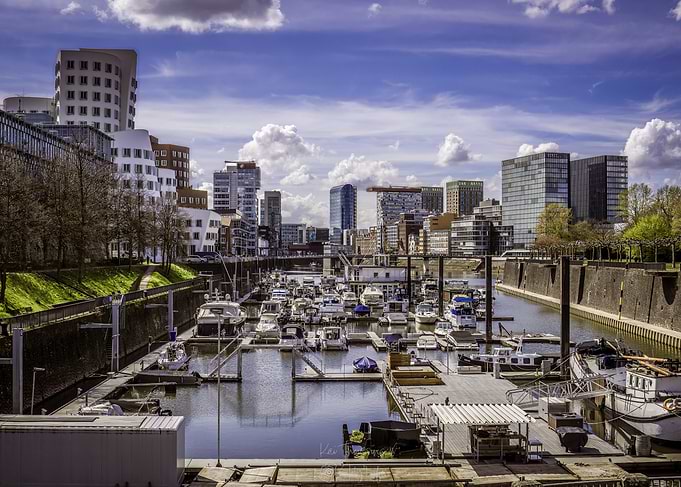 Dusseldorf Harbor with Modern Architecture