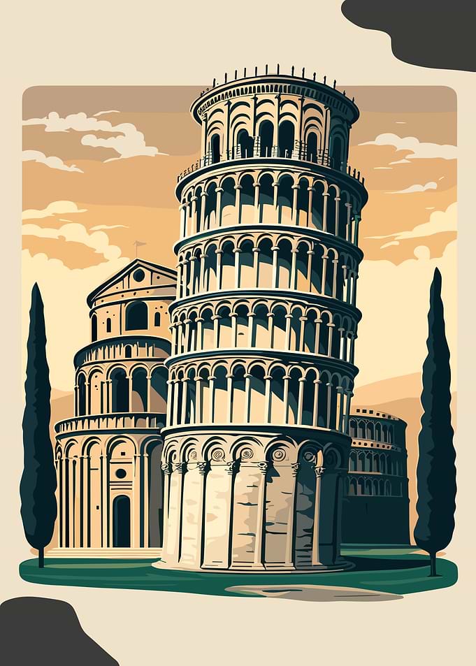 Leaning Tower of Pisa Illustration