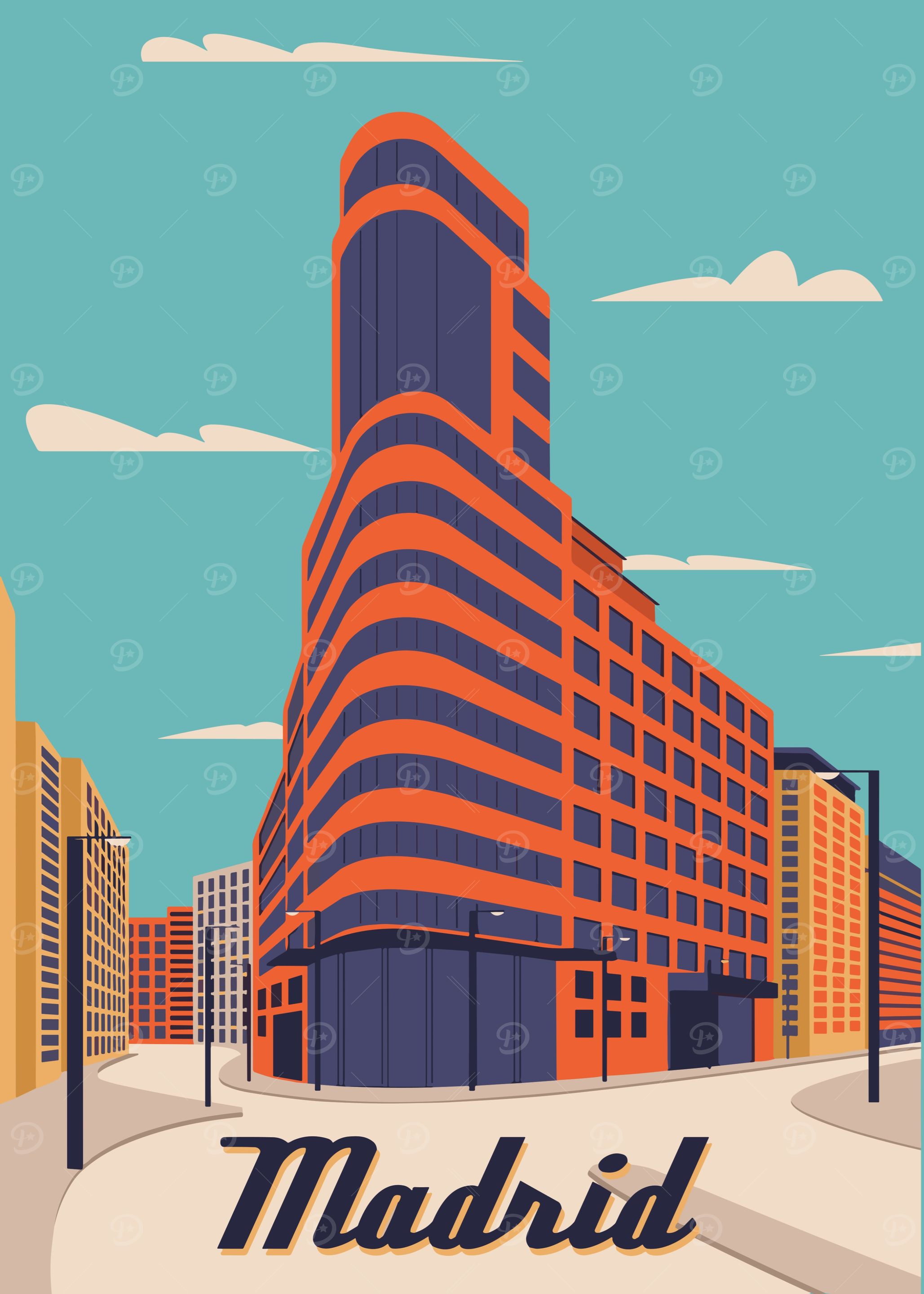 Madrid Cityscape Illustration