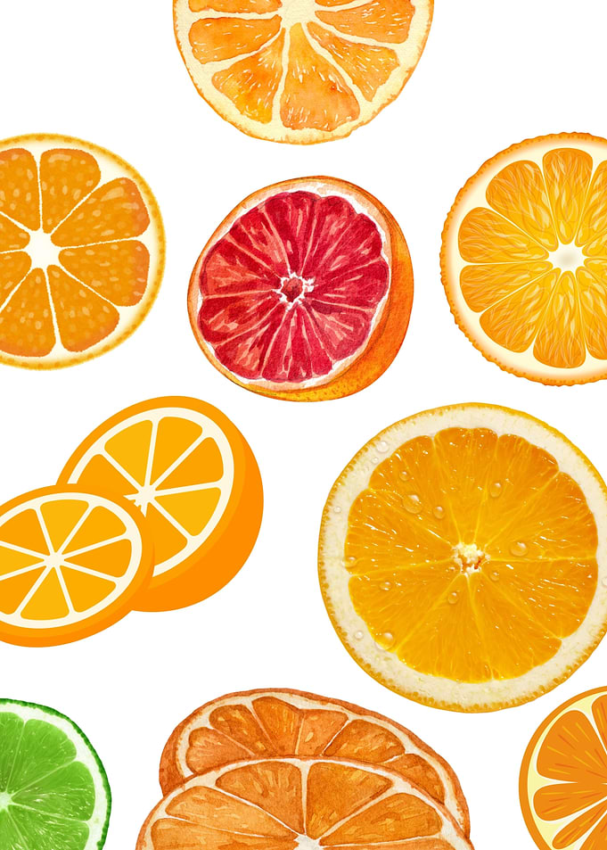 Citrus Fruit Watercolor Pattern