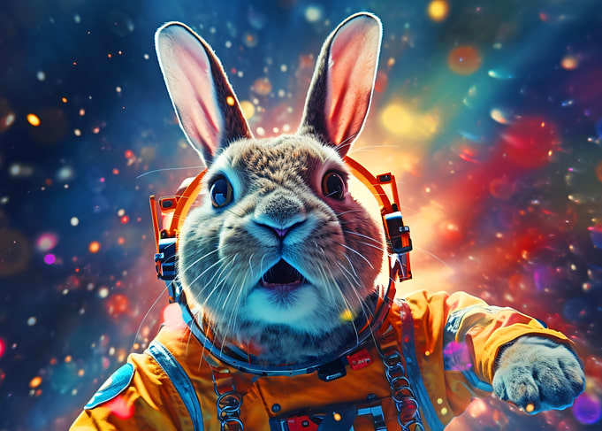 Astronaut Rabbit in Space