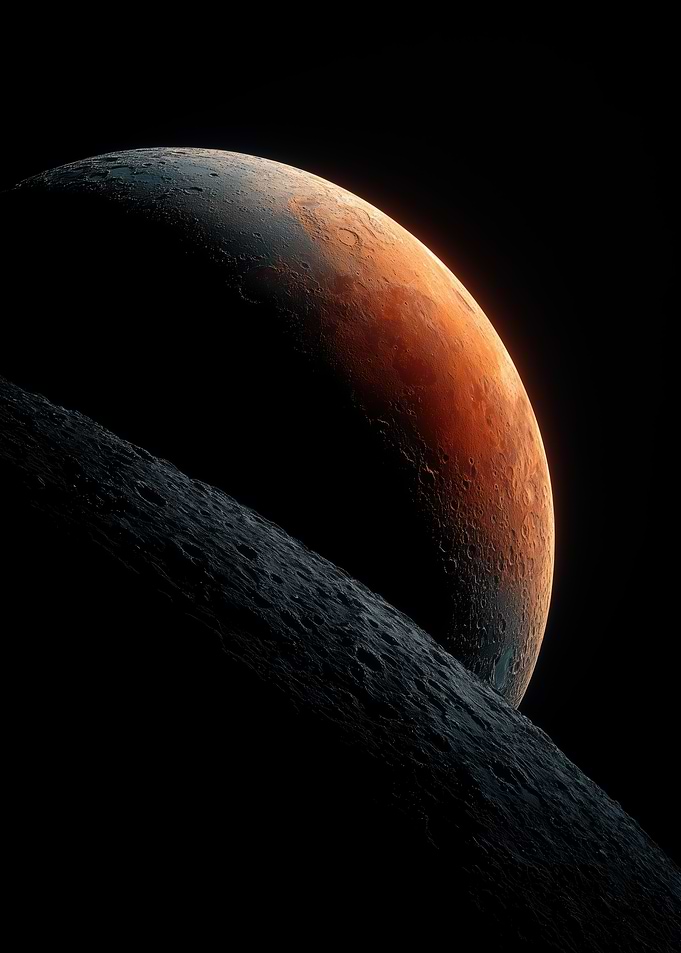 Planetary View: Moon and Mars