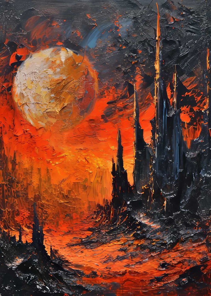 Fiery Landscape with Dark Towers