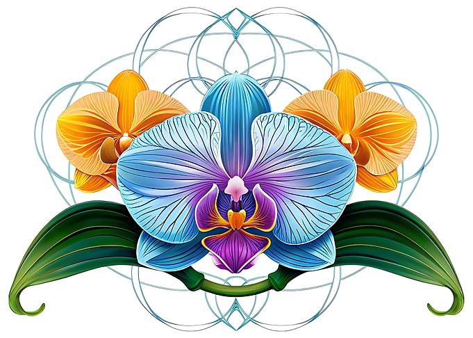 Orchid Floral Arrangement with Geometric Design