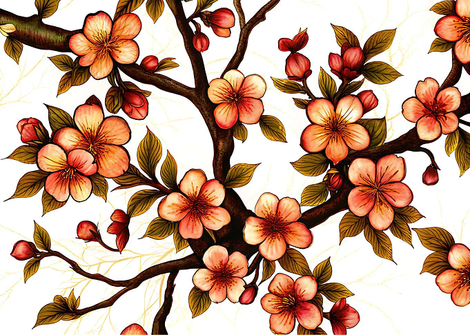 Peach Blossom Branch Illustration
