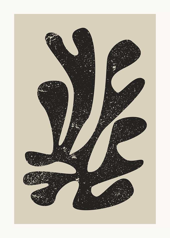 Black Leaf Shape on Beige Background