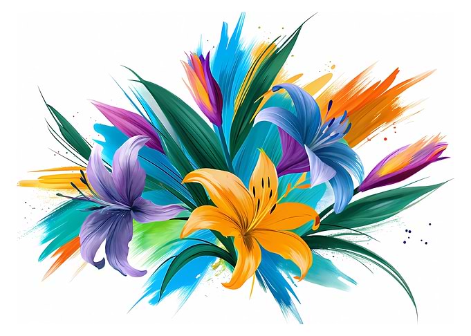 Colorful Lily Bouquet Digital Art