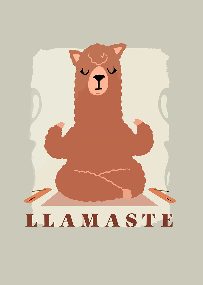 Llamaste: Meditating Llama Illustration
