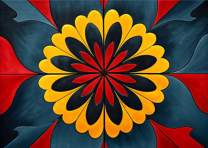 Floral Pattern with Red, Yellow, and Blue