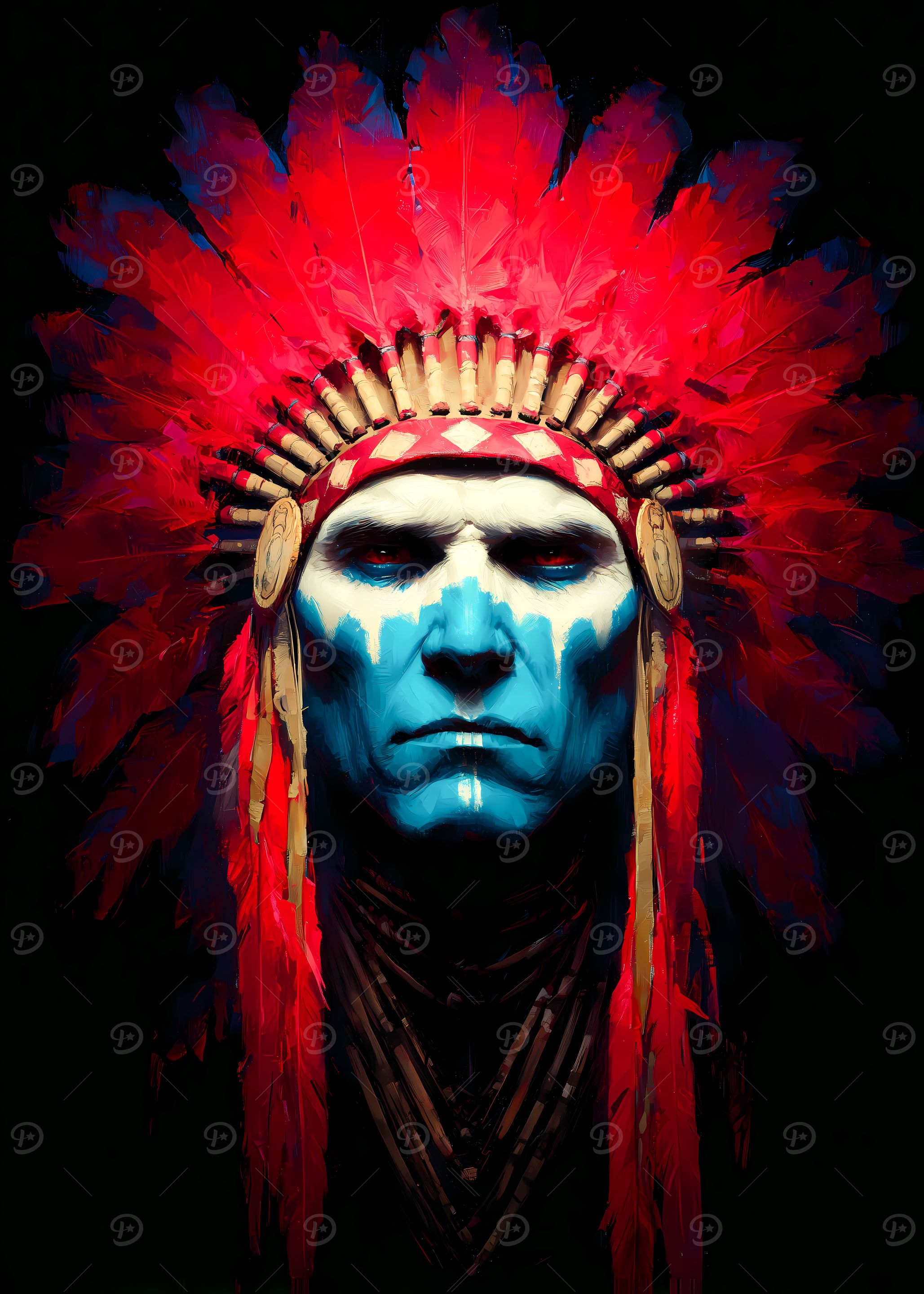 Native American Chief Warrior Portrait