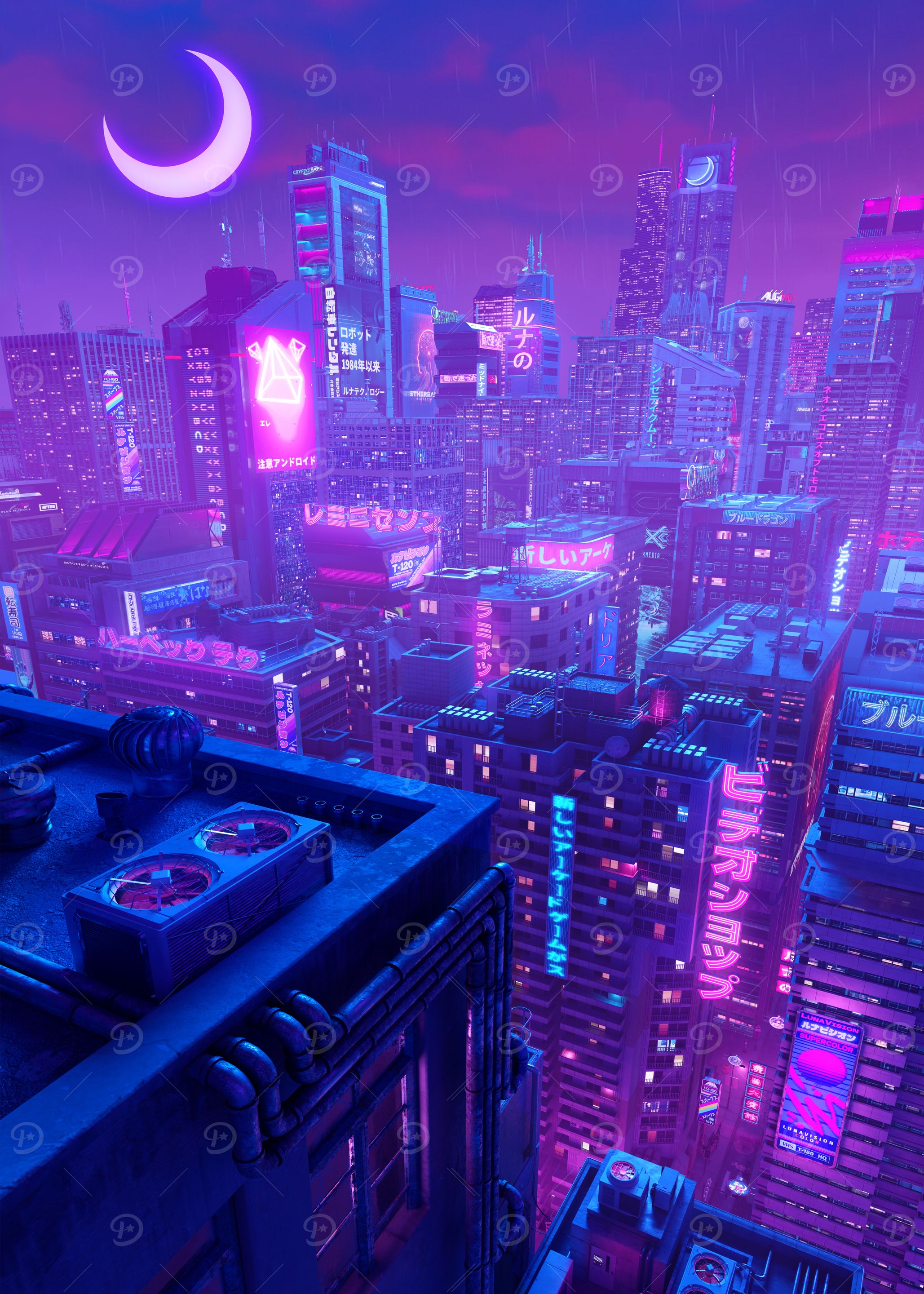 Cyberpunk Cityscape with Neon Lights