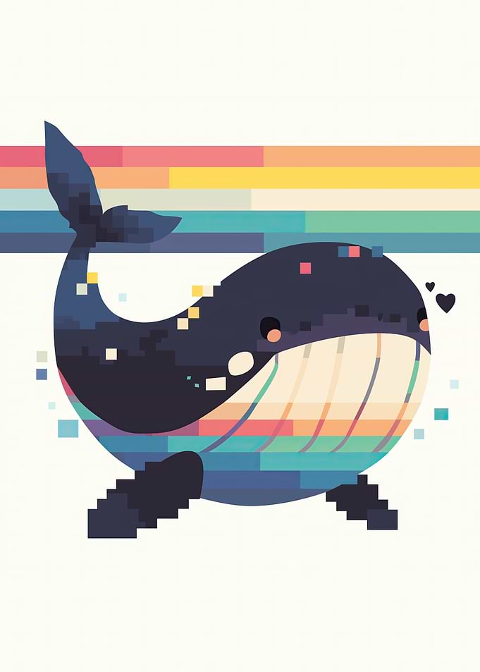 Pixel Rainbow Whale