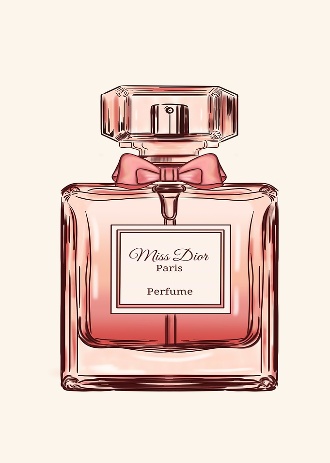 Miss Dior Perfume Bottle Illustration