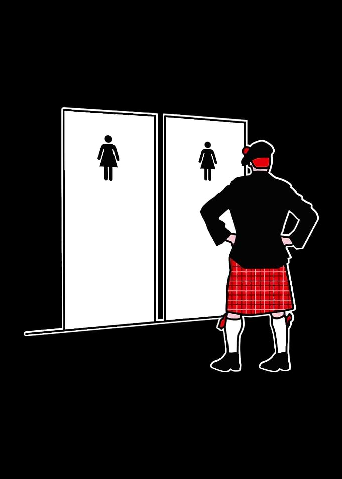 Scottish Kilt Man at Ladies Room