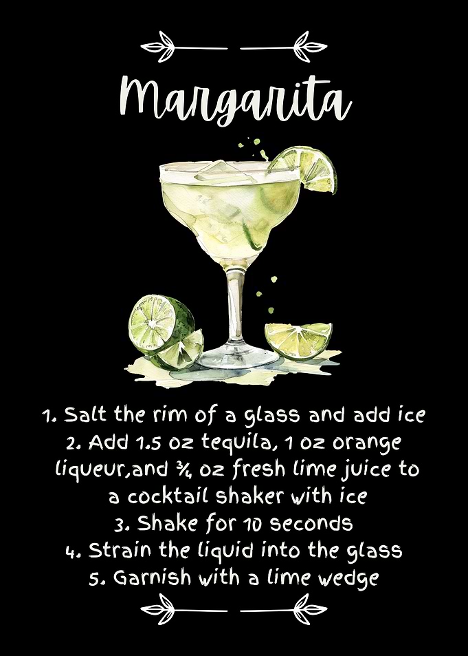 Margarita Cocktail Full Recipe Illustration