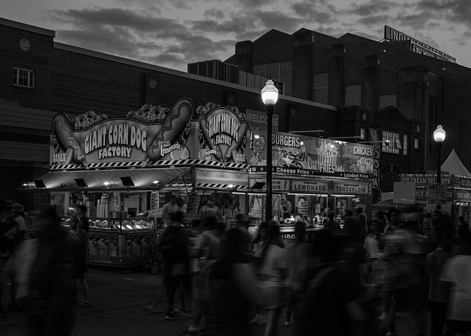 Black and White Fair Food Stalls