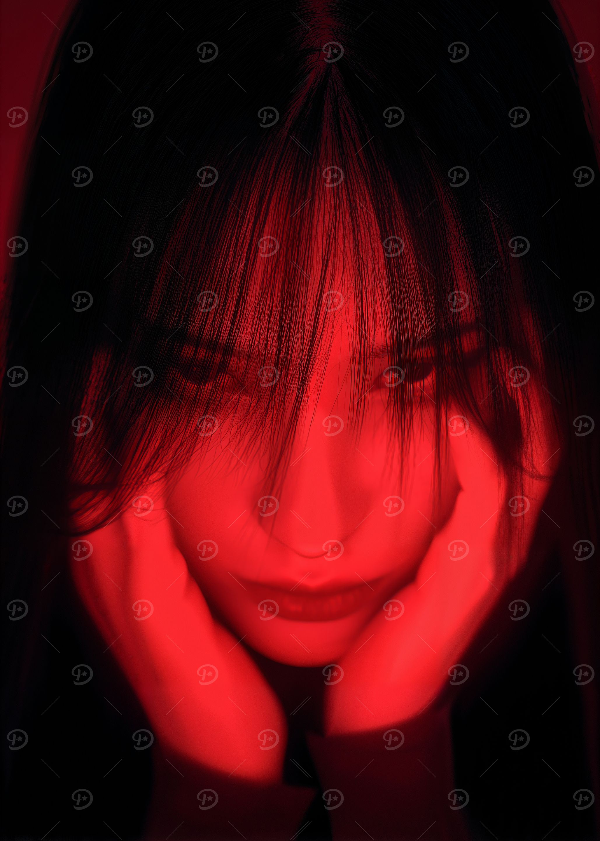 anime girl in red neon