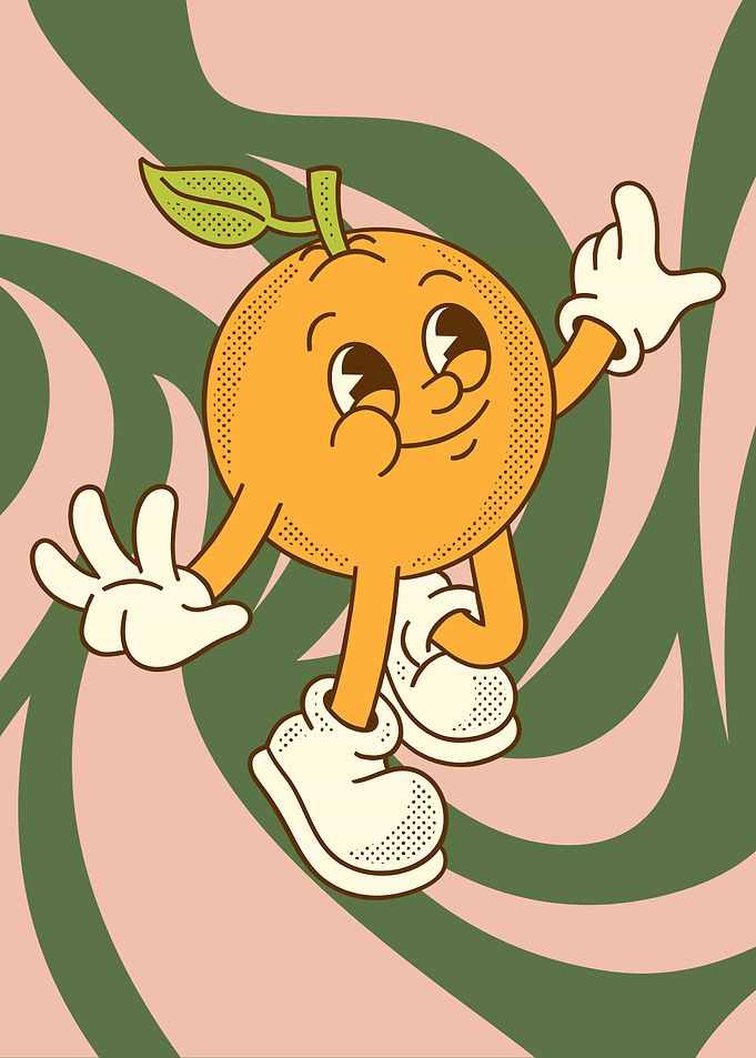 Retro Cartoon Orange Character