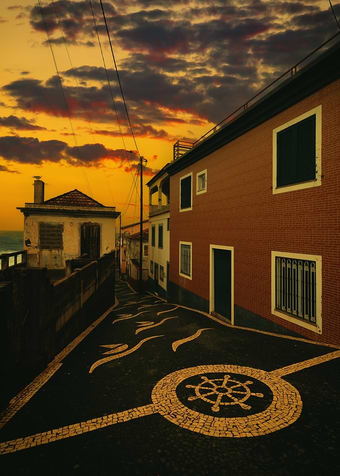 Coastal Town Street at Sunset, Madeira