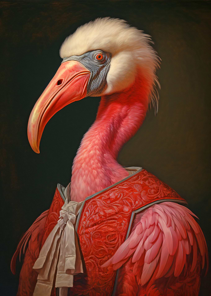 Elegant Flamingo Portrait in Formal Attire