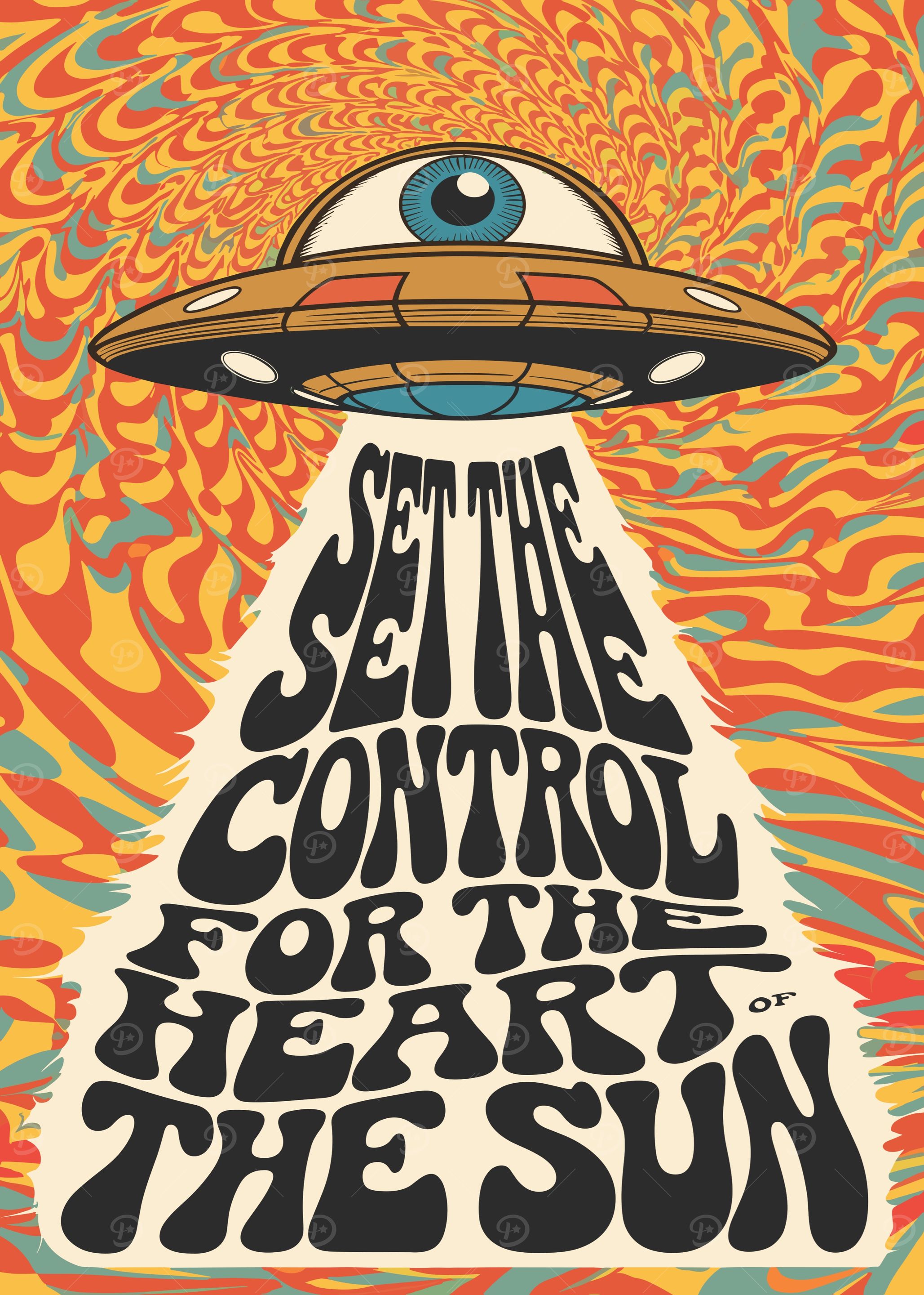 Psychedelic UFO with Eye and Text