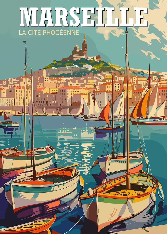 Marseille Vintage Travel Poster