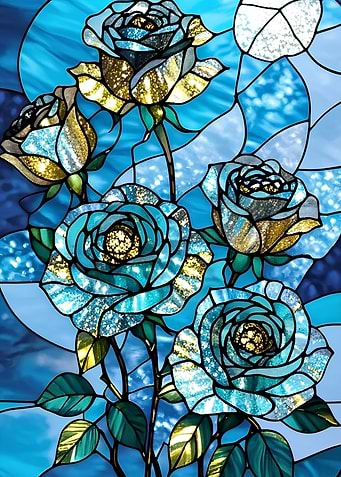 Eternal Bloom: Blue Roses in Glass
