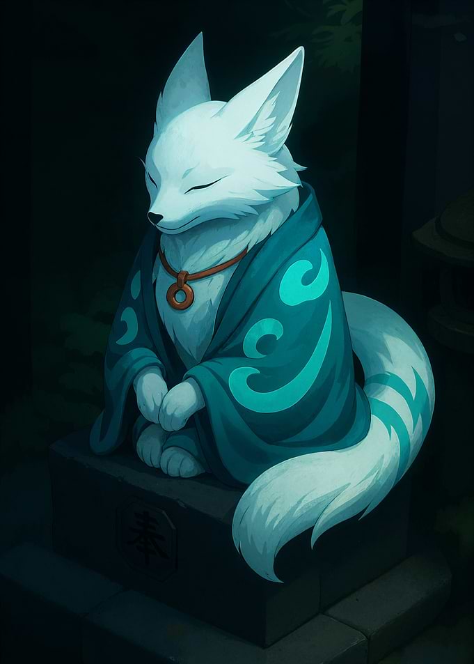Meditating Fox Spirit in Kimono