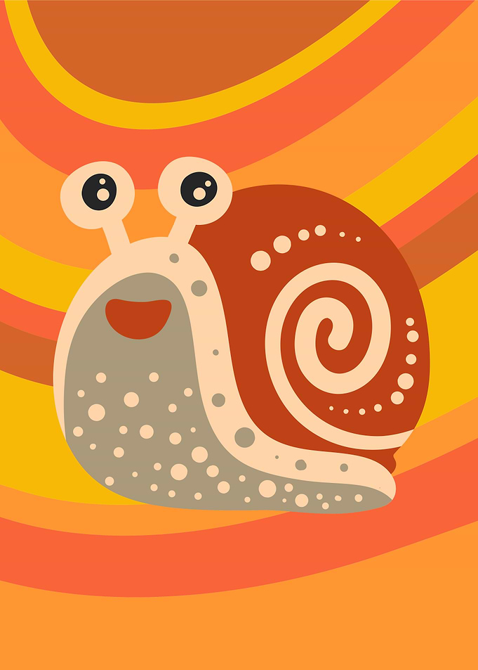 Cartoon Snail with Orange Background